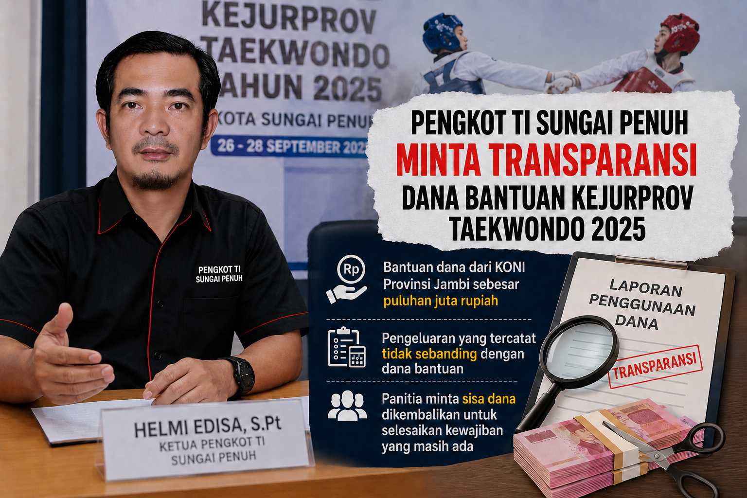 Helmi Edisa Minta Keterbukaan Dana Bantuan Kejurprov Taekwondo Tahun 2025